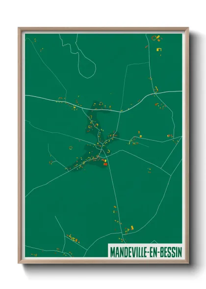 Une affiche de carte sur Mandeville-en-Bessin