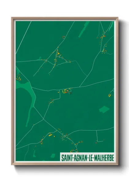 Une affiche de carte sur Saint-Agnan-le-Malherbe