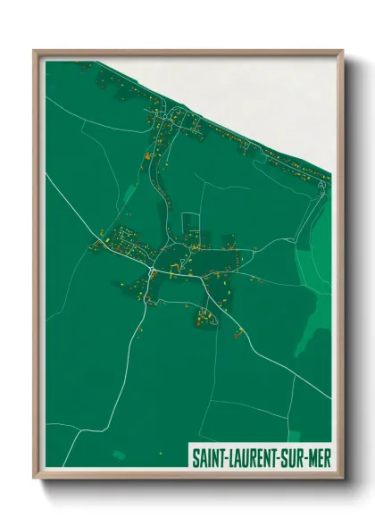 Une affiche de carte sur Saint-Laurent-sur-Mer