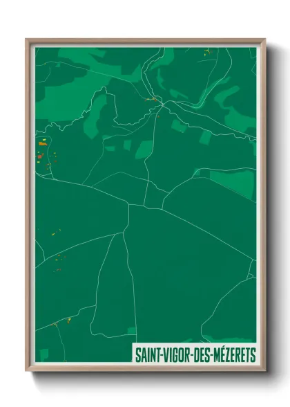 Une affiche de carte sur Saint-Vigor-des-Mézerets