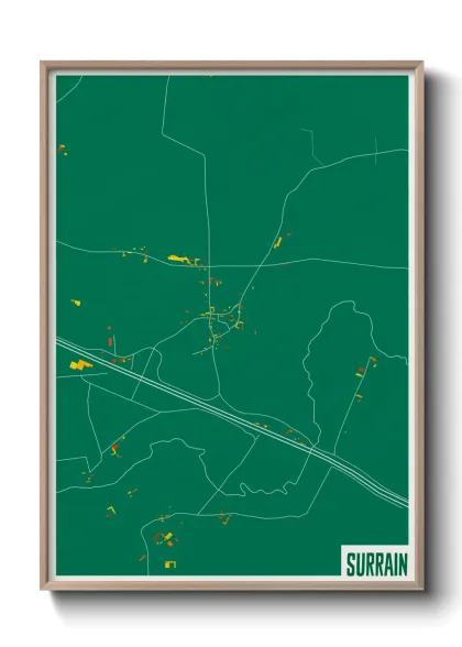 Une affiche de carte sur Surrain