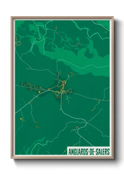 Une affiche de carte sur Anglards-de-Salers