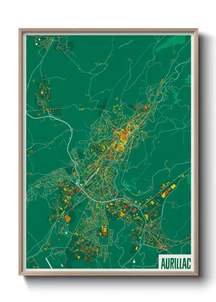 Une affiche de carte sur Aurillac