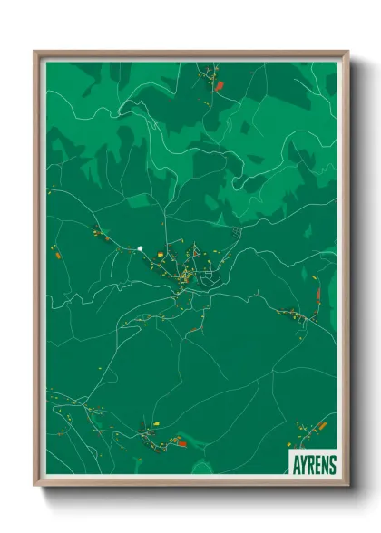 Une affiche de carte sur Ayrens