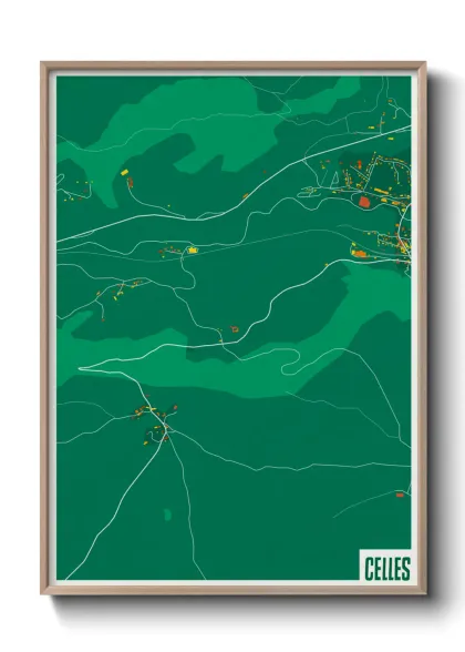 Une affiche de carte sur Celles