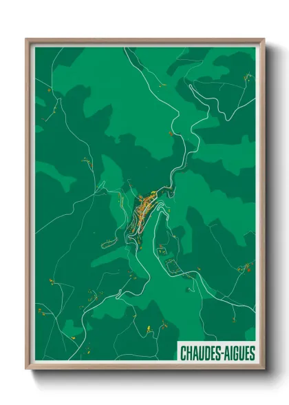 Une affiche de carte sur Chaudes-Aigues