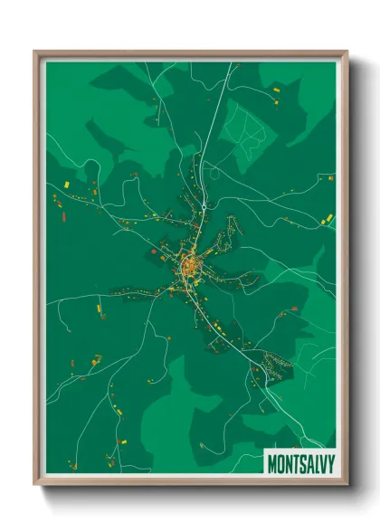 Une affiche de carte sur Montsalvy