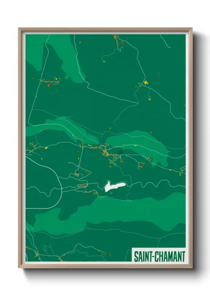 Une affiche de carte sur Saint-Chamant