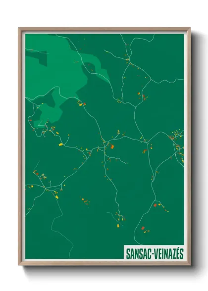 Une affiche de carte sur Sansac-Veinazés