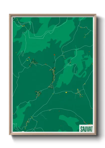 Une affiche de carte sur Sauvat