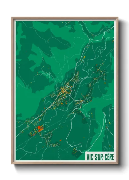 Une affiche de carte sur Vic-sur-Cère