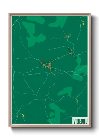 Une affiche de carte sur Villedieu