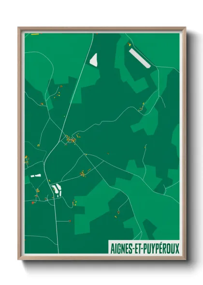 Une affiche de carte sur Aignes-et-Puypéroux