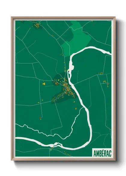 Une affiche de carte sur Ambérac