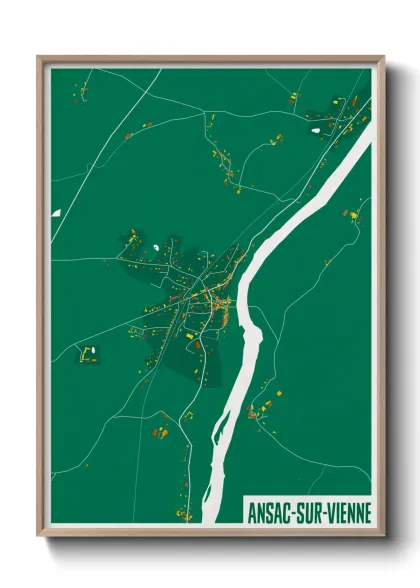 Une affiche de carte sur Ansac-sur-Vienne