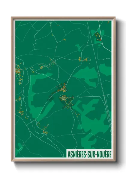 Une affiche de carte sur Asnières-sur-Nouère