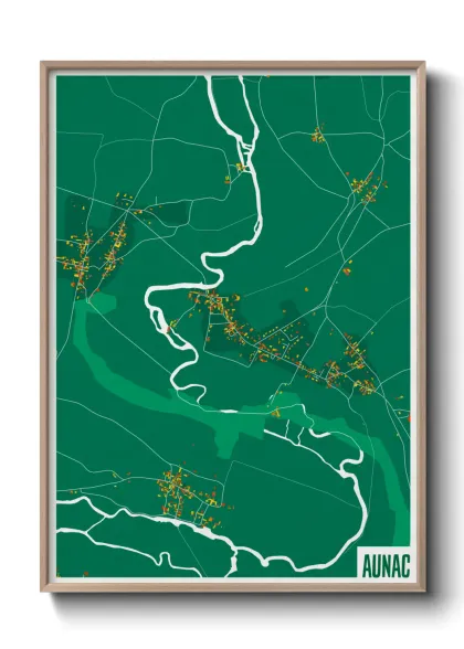 Une affiche de carte sur Aunac