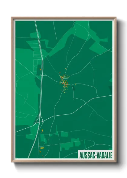 Une affiche de carte sur Aussac-Vadalle