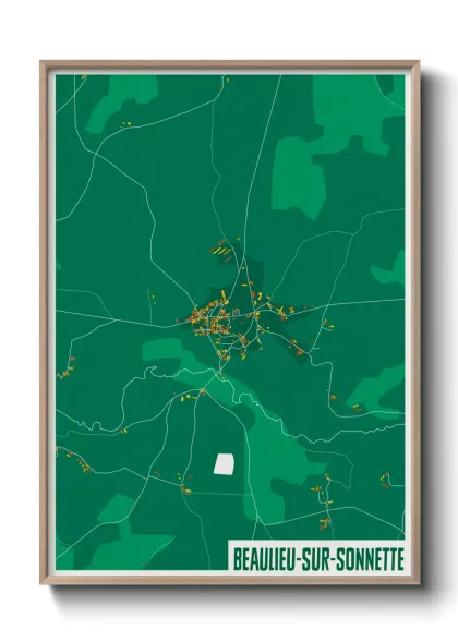 Une affiche de carte sur Beaulieu-sur-Sonnette
