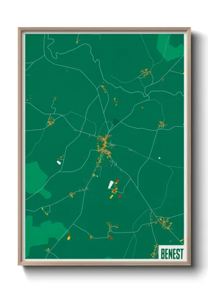 Une affiche de carte sur Benest