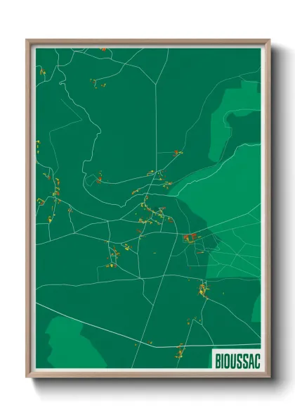 Une affiche de carte sur Bioussac