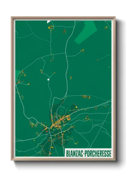 Une affiche de carte sur Blanzac-Porcheresse