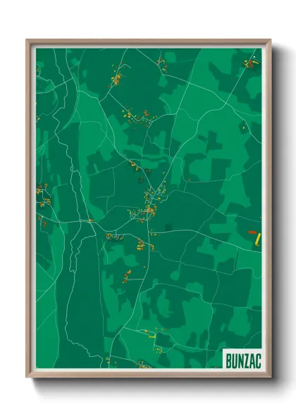 Une affiche de carte sur Bunzac