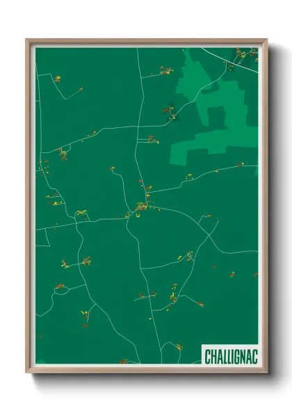 Une affiche de carte sur Challignac