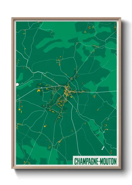 Une affiche de carte sur Champagne-Mouton