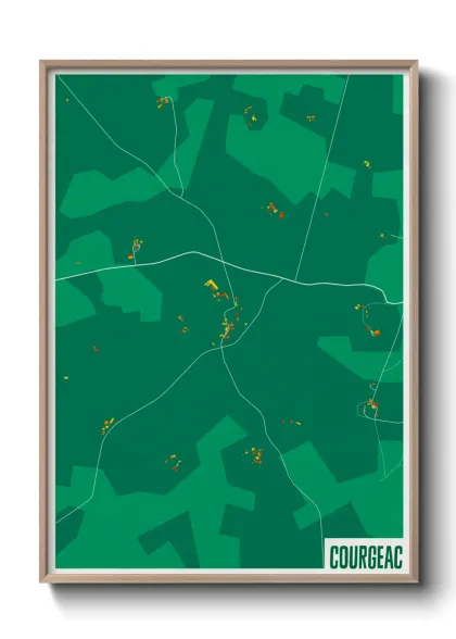 Une affiche de carte sur Courgeac
