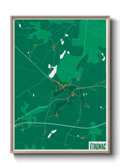 Une affiche de carte sur Étagnac