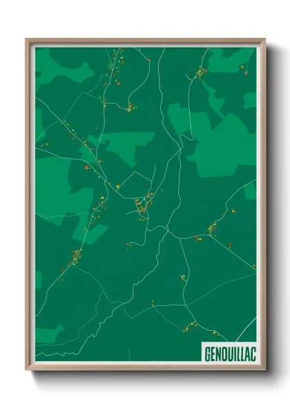 Une affiche de carte sur Genouillac