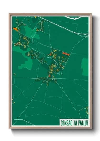 Une affiche de carte sur Gensac-la-Pallue