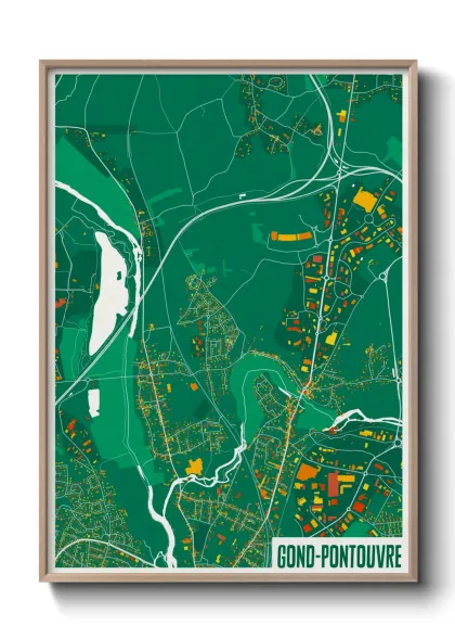 Une affiche de carte sur Gond-Pontouvre