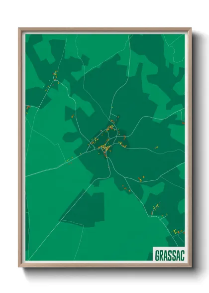 Une affiche de carte sur Grassac