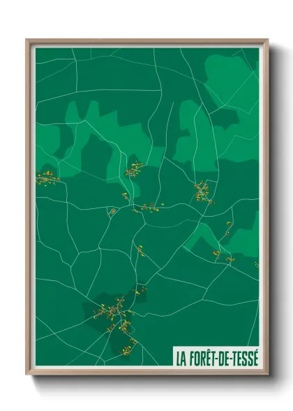 Une affiche de carte sur La Forêt-de-Tessé