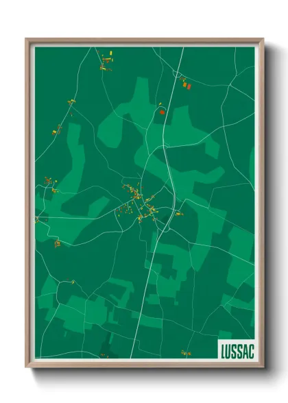 Une affiche de carte sur Lussac