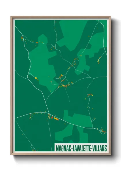 Une affiche de carte sur Magnac-Lavalette-Villars