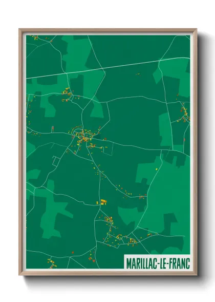 Une affiche de carte sur Marillac-le-Franc