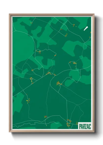 Une affiche de carte sur Parzac