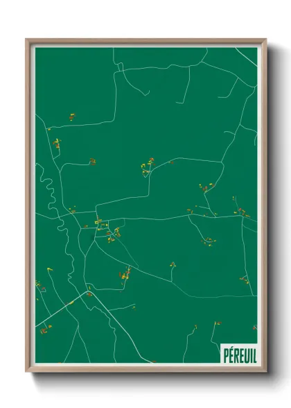 Une affiche de carte sur Péreuil