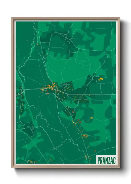 Une affiche de carte sur Pranzac