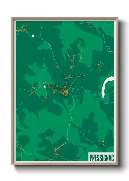 Une affiche de carte sur Pressignac