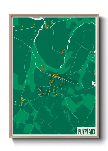 Une affiche de carte sur Puyréaux