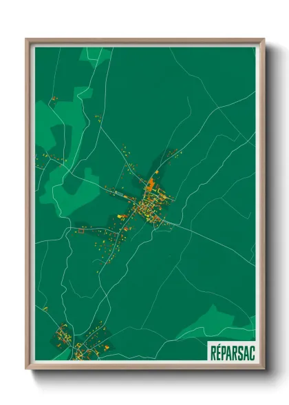Une affiche de carte sur Réparsac