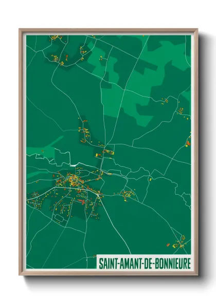 Une affiche de carte sur Saint-Amant-de-Bonnieure