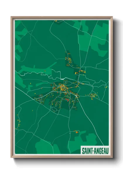 Une affiche de carte sur Saint-Angeau