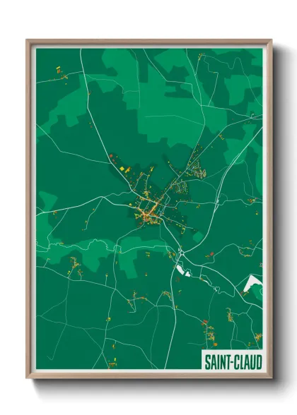 Une affiche de carte sur Saint-Claud
