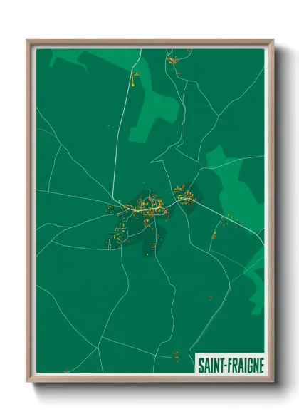 Une affiche de carte sur Saint-Fraigne