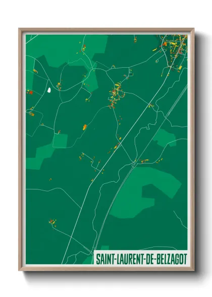 Une affiche de carte sur Saint-Laurent-de-Belzagot